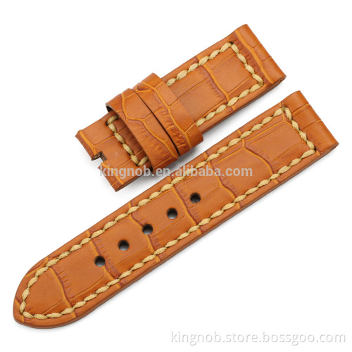 24mm Genuine Alligator Grain Leather watchbands wholesale leather for panerai wrist watch band